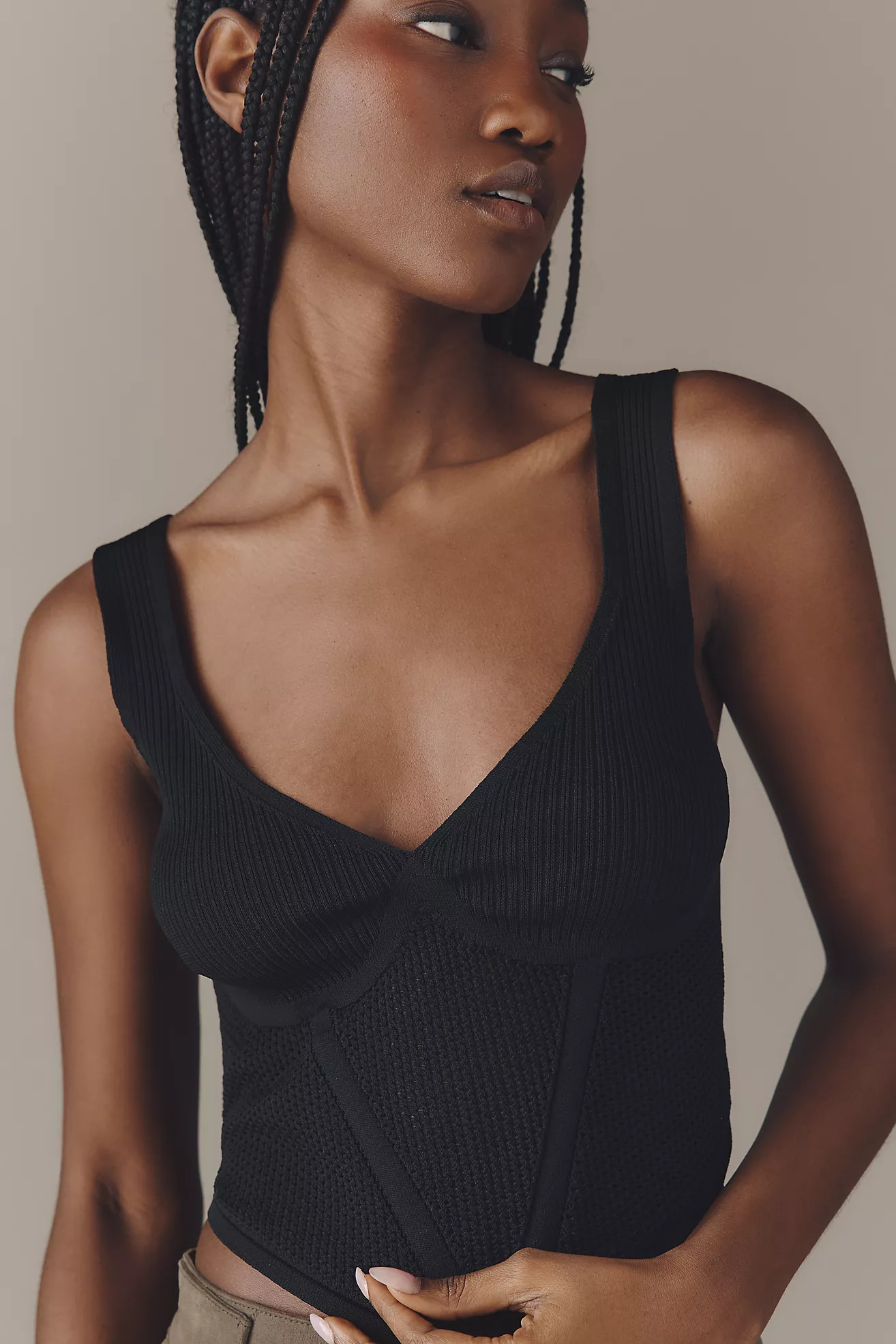 By Anthropologie Sleeveless V-Neck Cropped Sweater Tank | Anthropologie (US)