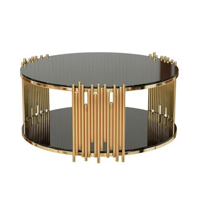 Ridstar Modern Round Coffee Tables with Tempered Glass Countertop For Living Room-Black | Target