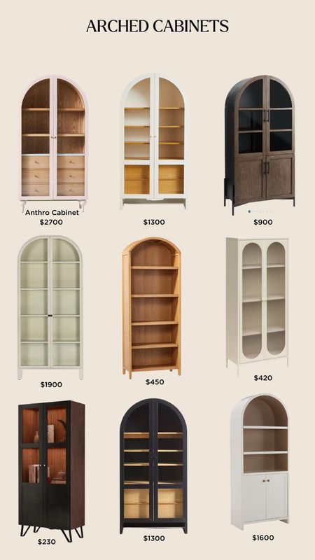 Arched cabinets: arched bookcases; anthro fern cabinet dupes 

#LTKhome #LTKsalealert