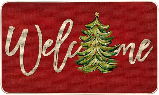Artoid Mode Red Xmas Tree Christmas Welcome Doormat, Winter Home Decor Low-Profile Switch Rug Doo... | Amazon (US)