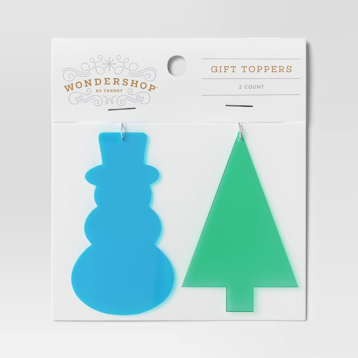 2ct Acrylic Snowman and Tree Christmas Gift Topper Blue/Green - Wondershop™ | Target