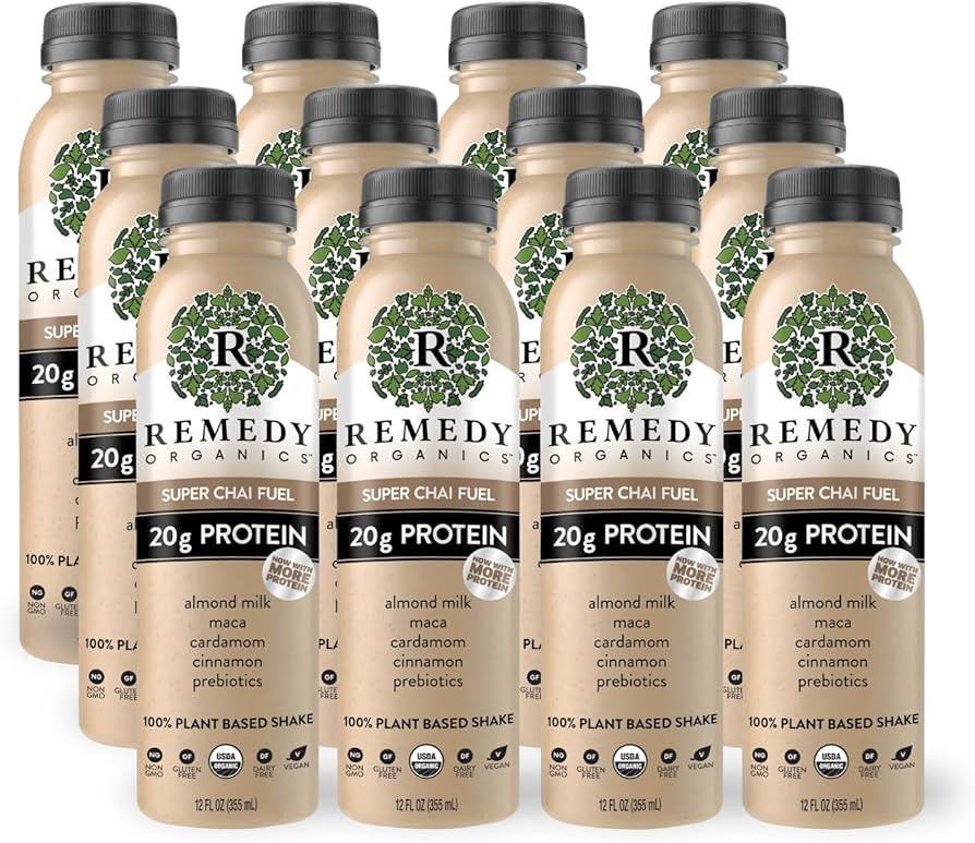 Remedy Organics Super Chai Fuel 12-Pack | Plant Based 20g Protein Shakes, Ready to Drink | USDA O... | Amazon (US)