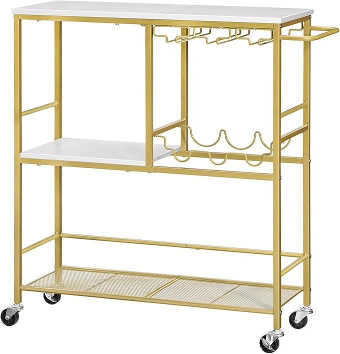 HOOBRO Bar Cart for The Home, 29.5 inches 3-Tier Serving Cart with Wheels, Rolling Kitchen Cart w... | Amazon (US)