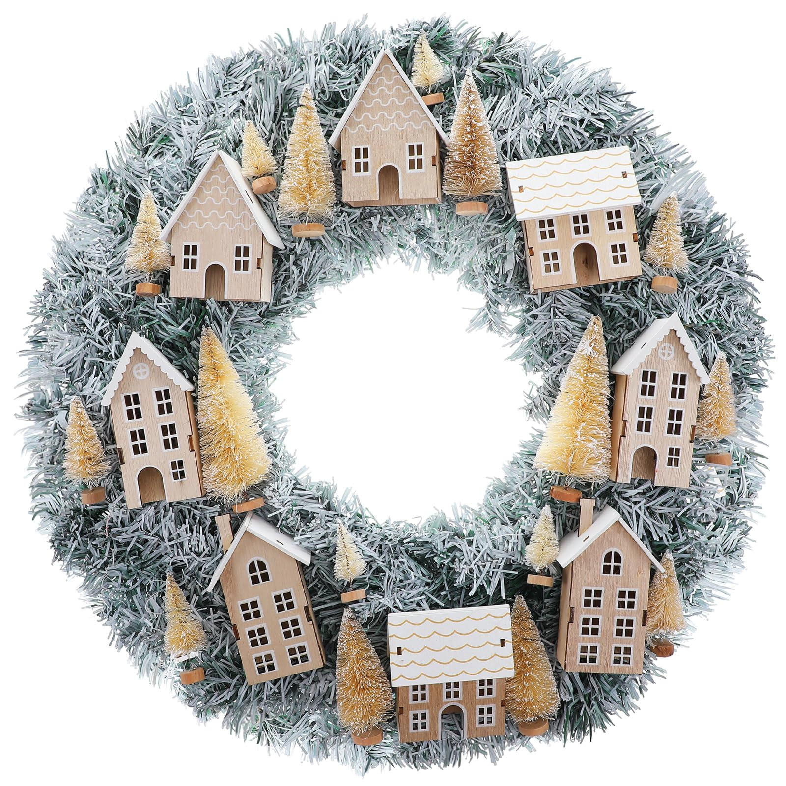 Christmas Wreaths for Front Door Xmas Village Wreath Christmas Village Accessories Outside Christ... | Amazon (US)