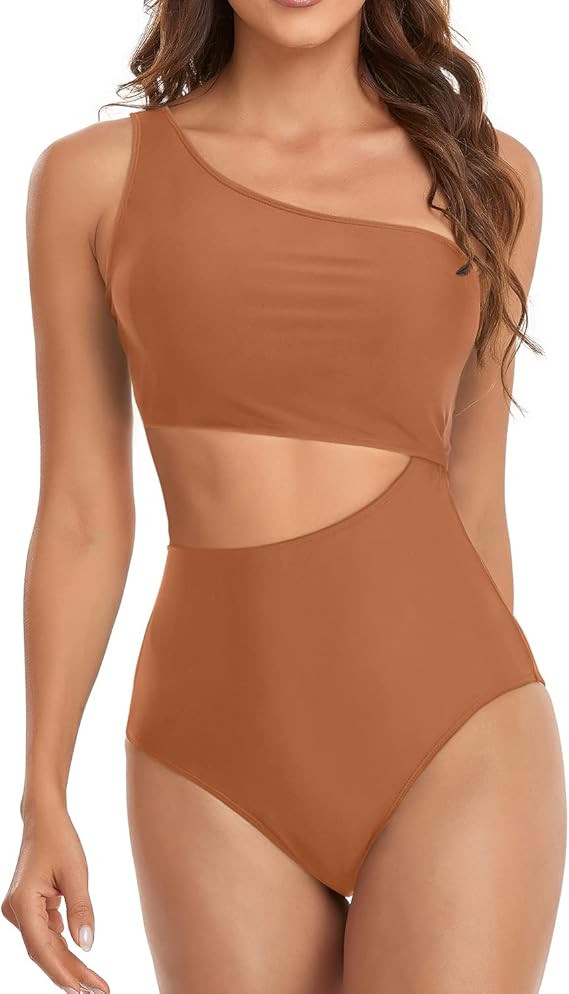 Yonique Women's One Piece Bathing Suit One Shoulder Swimsuit Cutout Swimwear Monokini | Amazon (US)
