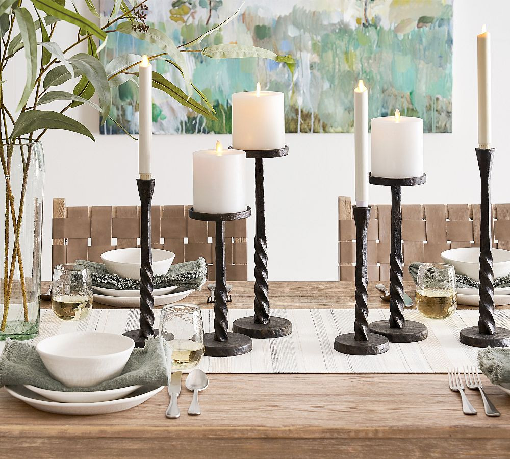 Premium Flickering Flameless Wax Taper Candle | Pottery Barn (US)