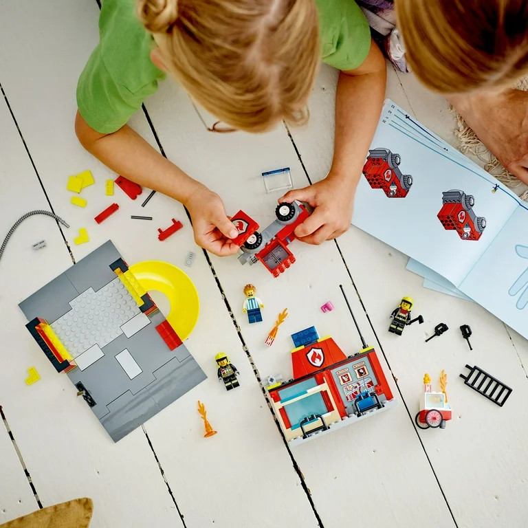 LEGO City Fire Station and Fire Engine  60375, Pretend Play Fire Station with Firefighter Minifig... | Walmart (US)