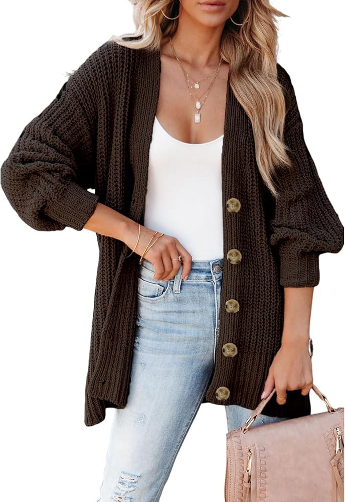 SHEWIN Oversized Cardigan Sweaters Chunky Sweater Outerwear Coats | Amazon (US)
