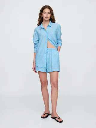 4" Mid Rise Pull-On Linen-Blend Shorts | Gap Factory