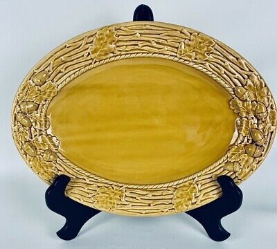 BORDALLO PINHEIRO Portugal Gold Acorn Oval Embossed Service Oval Platter 15 1/2" | eBay US