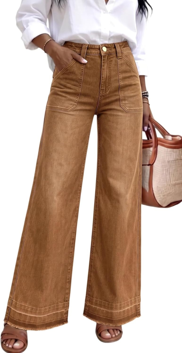 VICHYIE Women High Waisted Wide Leg Jeans Denim Soft Trouser Pants | Amazon (US)