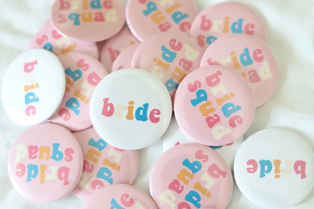 Bride Squad Buttons | Bride Squad Bachelorette Pins | Bride Squad Favors | Bachelorette Pins | Br... | Etsy (US)
