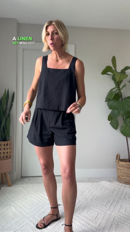 Build a chic & versatile wardrobe this summer, with a matching linen set, it breathes really well in the heat looks pulled together as a monochromatic look plus can be worn as separates for lots of different occasions

I am wearing my true size small in both the top and shorts 

#LTKVideo #LTKFindsUnder50 #LTKOver40