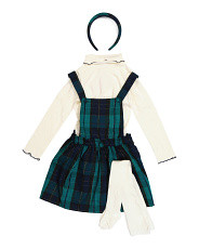 Toddler Girls Mock Neck Top And Plaid Jumper Set | Marshalls