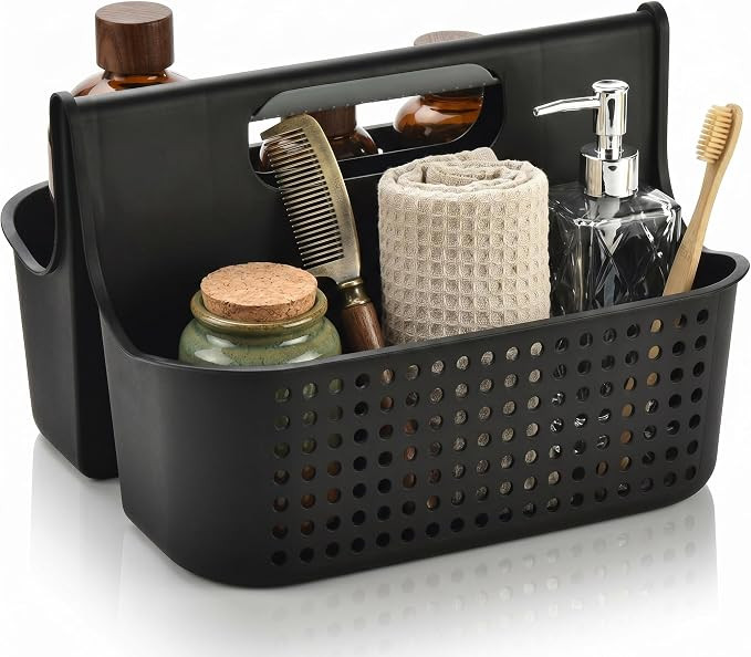 Portable Shower Caddy Basket, 2 Compartments Plastic Cleaning Caddy Organizer, Large Storage Tote... | Amazon (US)