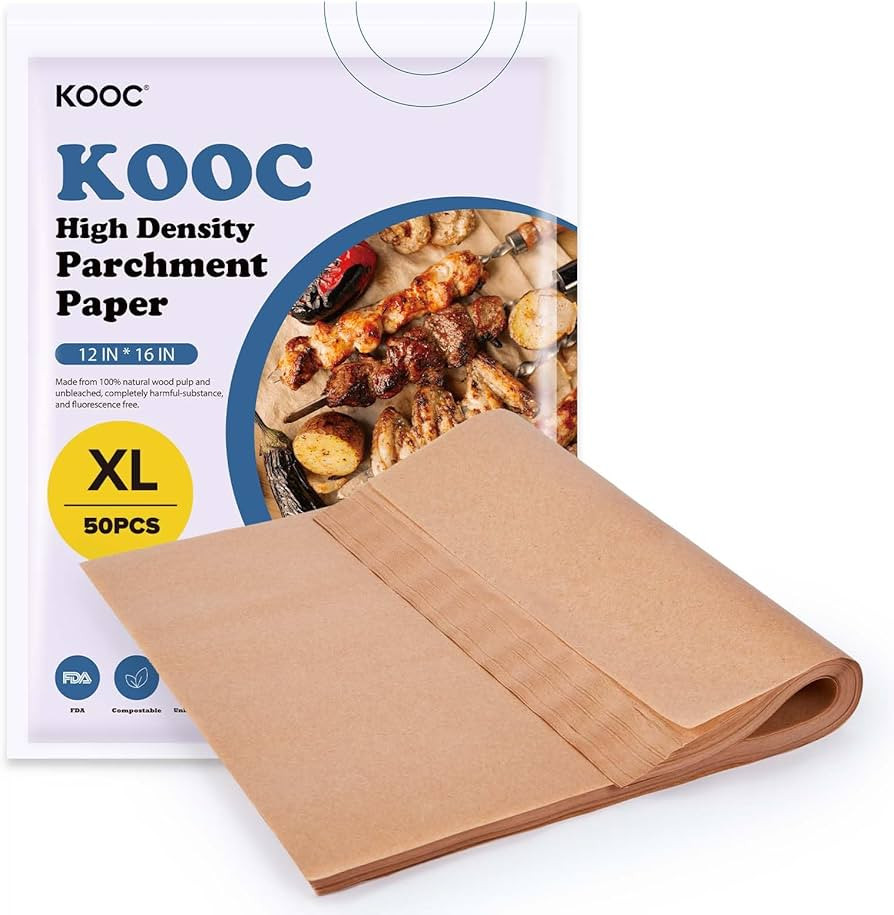 KOOC Parchment Paper Sheets Precut, Unbleached&Natural Baking Paper Sheets, 12 * 16 IN, 50pcs, La... | Amazon (US)
