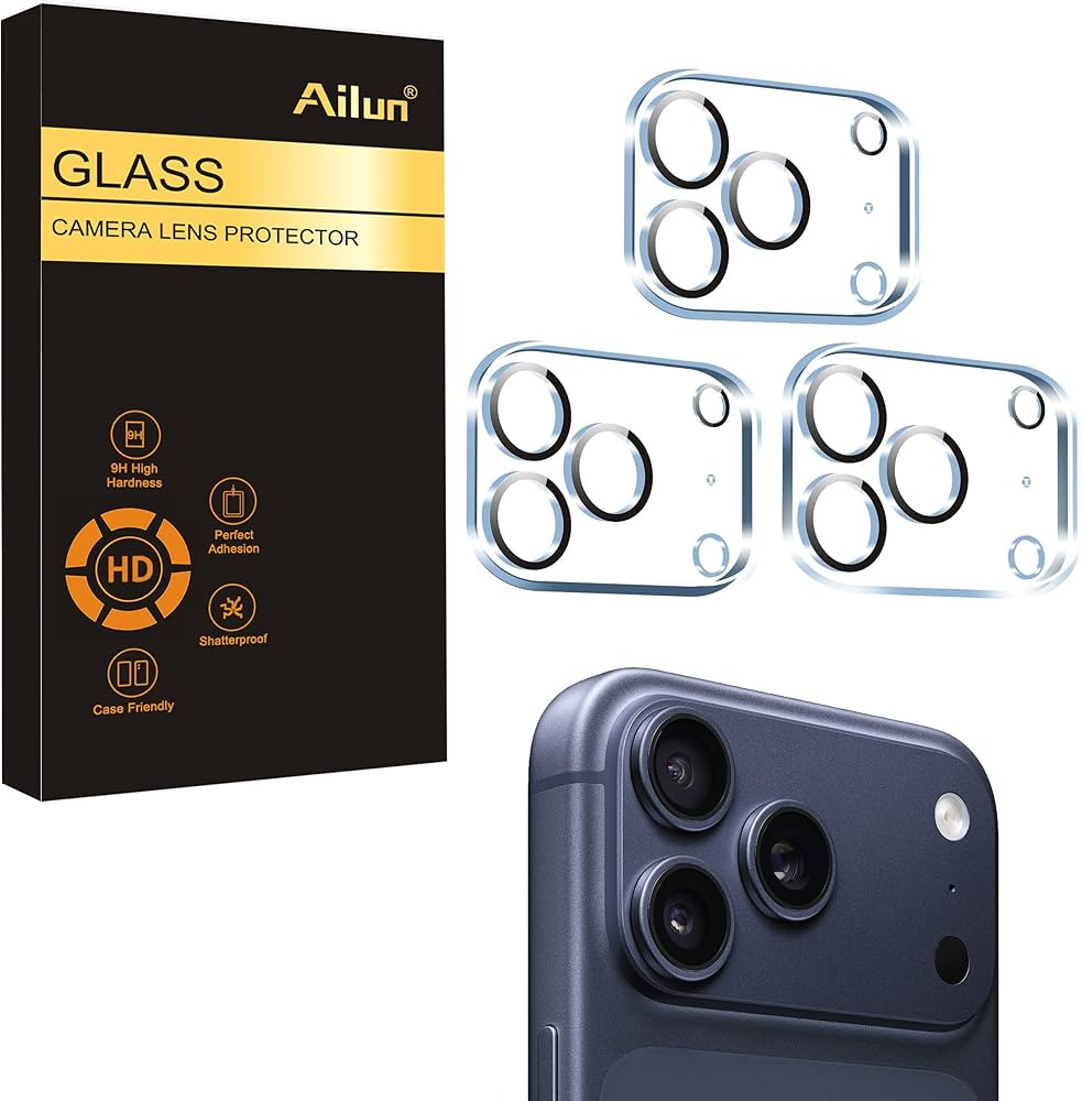 Ailun 3 Pack Camera Lens Protector for iPhone 17 Pro,Tempered Glass,9H Hardness,Ultra HD,Anti-Scr... | Amazon (US)