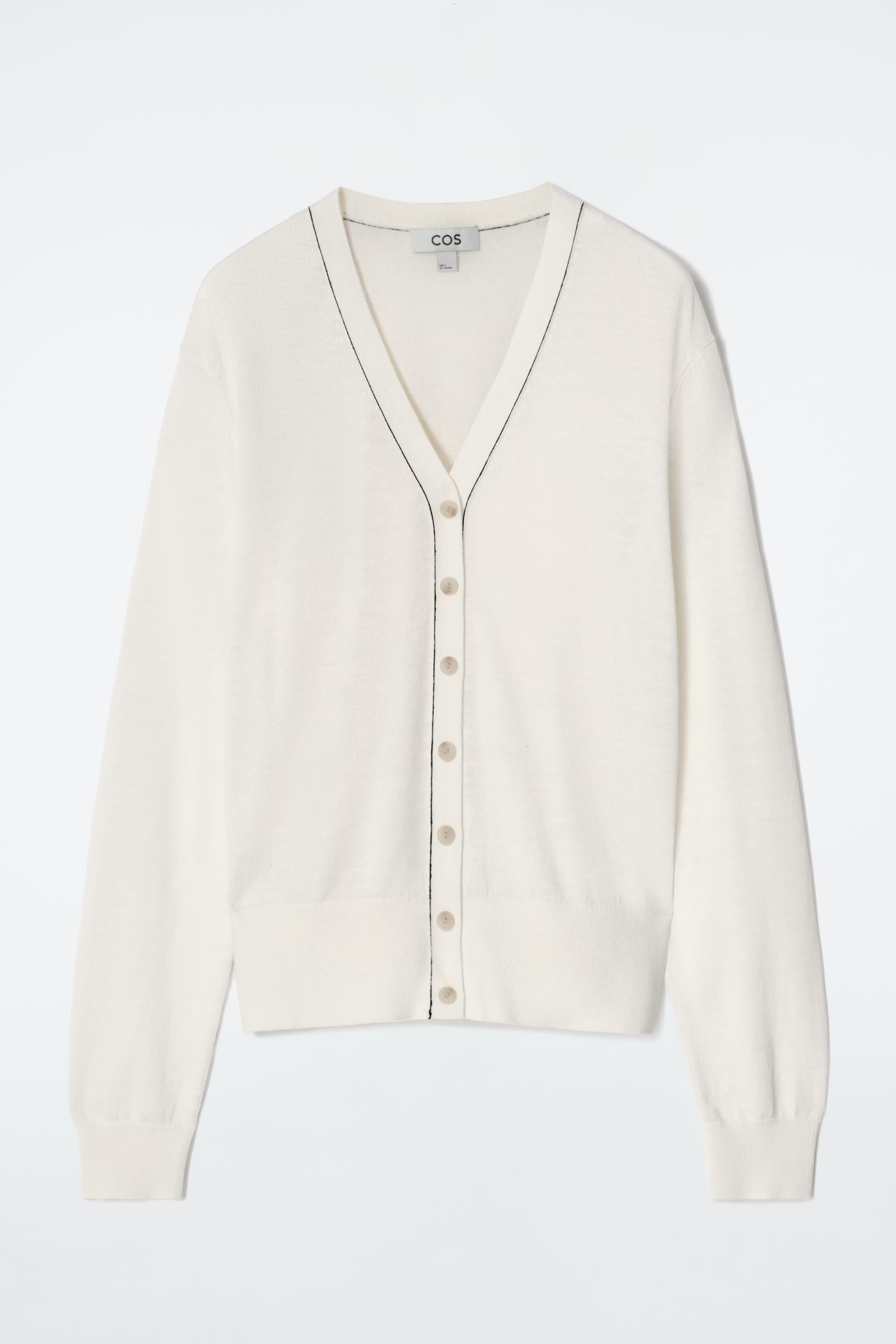 MERINO WOOL-LINEN BLEND V-NECK CARDIGAN - OFF-WHITE | COS UK