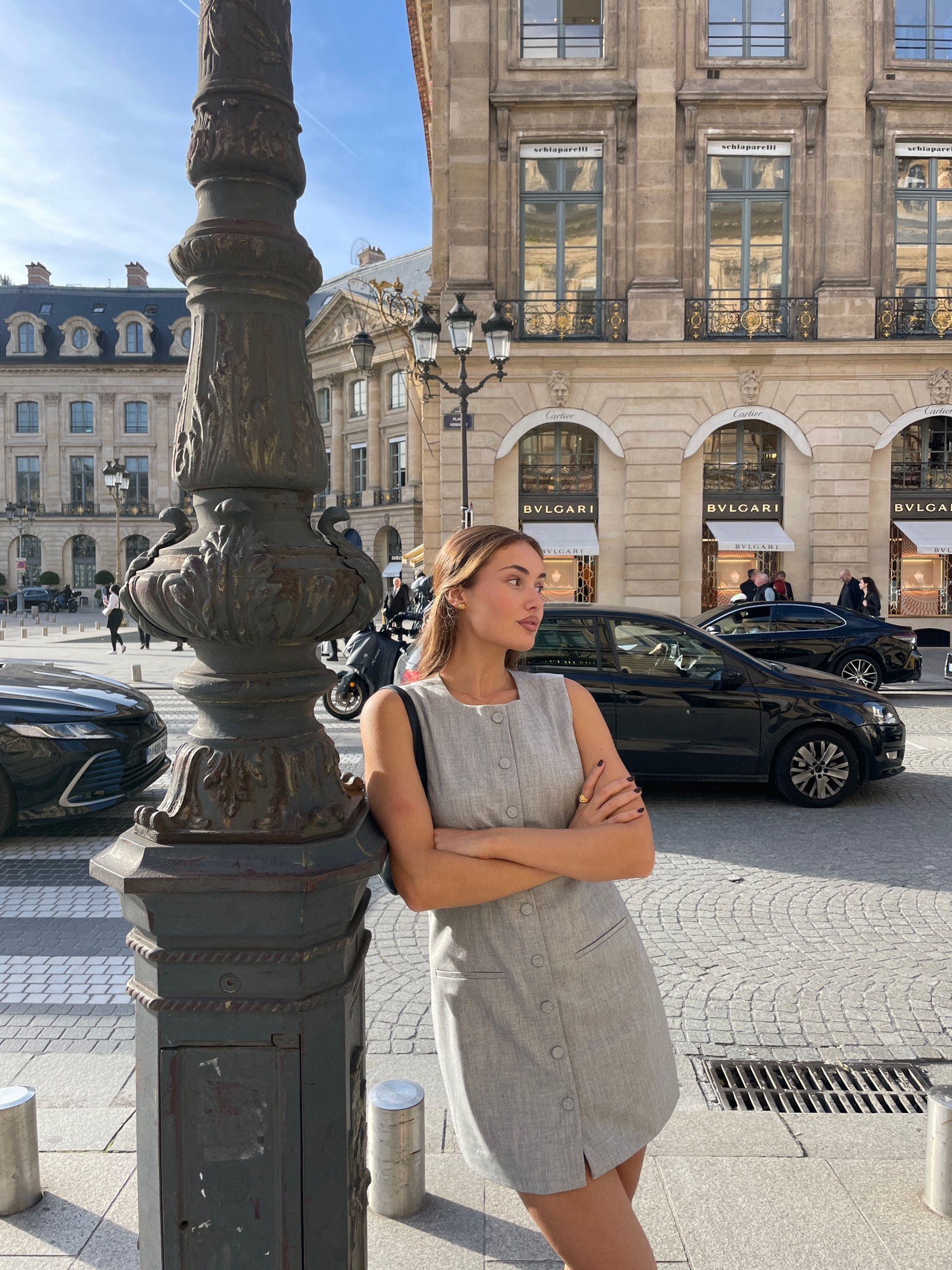 Paris outfit, grey dress, abercrombie dress, mini dress inspo, tailored dress, waist coat, spring outfit inspo, abercrombie and fitch, free people, flower hair clip, YSL le hobo, classy outfit, spring style 



#LTKstyletip #LTKeurope #LTKfindsunder100
