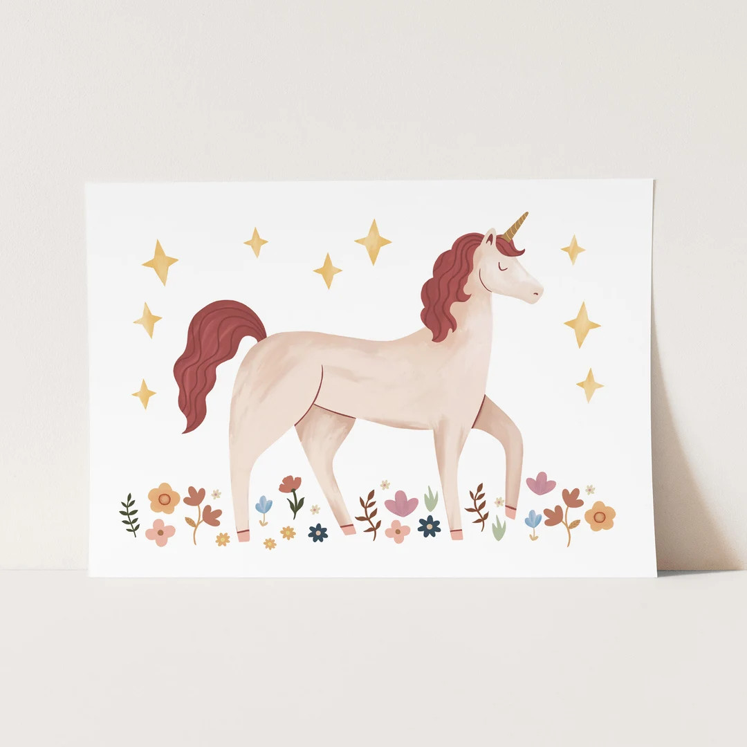 Unicorn in the Meadow Print, Nursery Wall Art, Children's Wall Art, Perfect Birthday Gift or Nurs... | Etsy (US)