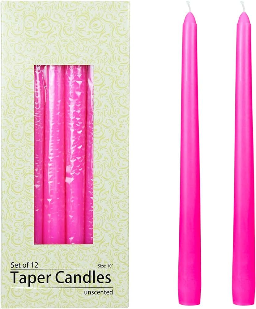 Zest Candle 12-Piece Taper Candles, 10-Inch, Hot Pink | Amazon (US)