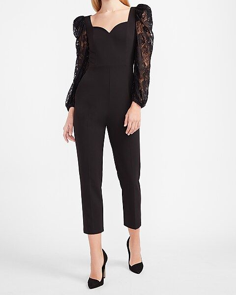 Lace Puff Sleeve Sweetheart Jumpsuit | Express