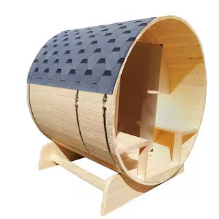 Outdoor Indoor Finland Pine Wet Dry Barrel Sauna 3-5 Person Front Porch Canopy 4.5 kW ETL Certifi... | The Home Depot