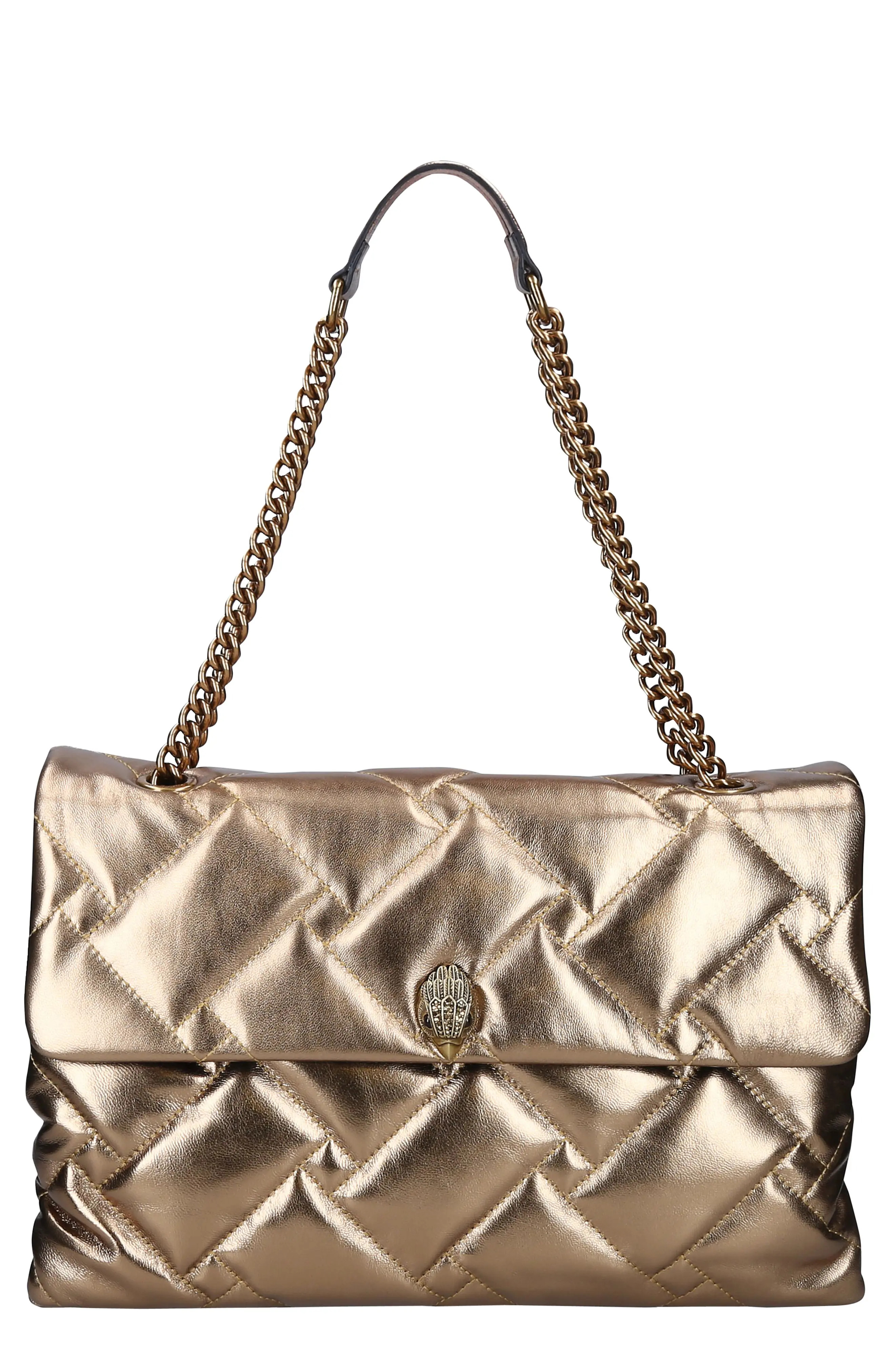 Kurt Geiger London Kensington XXL Soft Metallic Leather Shoulder Bag in Gold at Nordstrom | Nordstrom