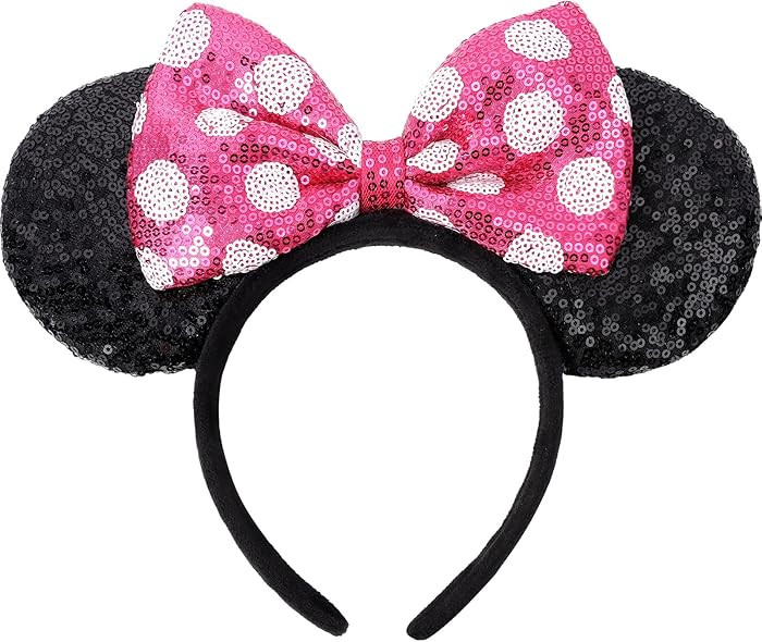 UNSPAZ Mouse Ears Headbands, Sequin Mouse Ears for Women Girls Boys, Shiny Bow Headband for Cospl... | Amazon (US)