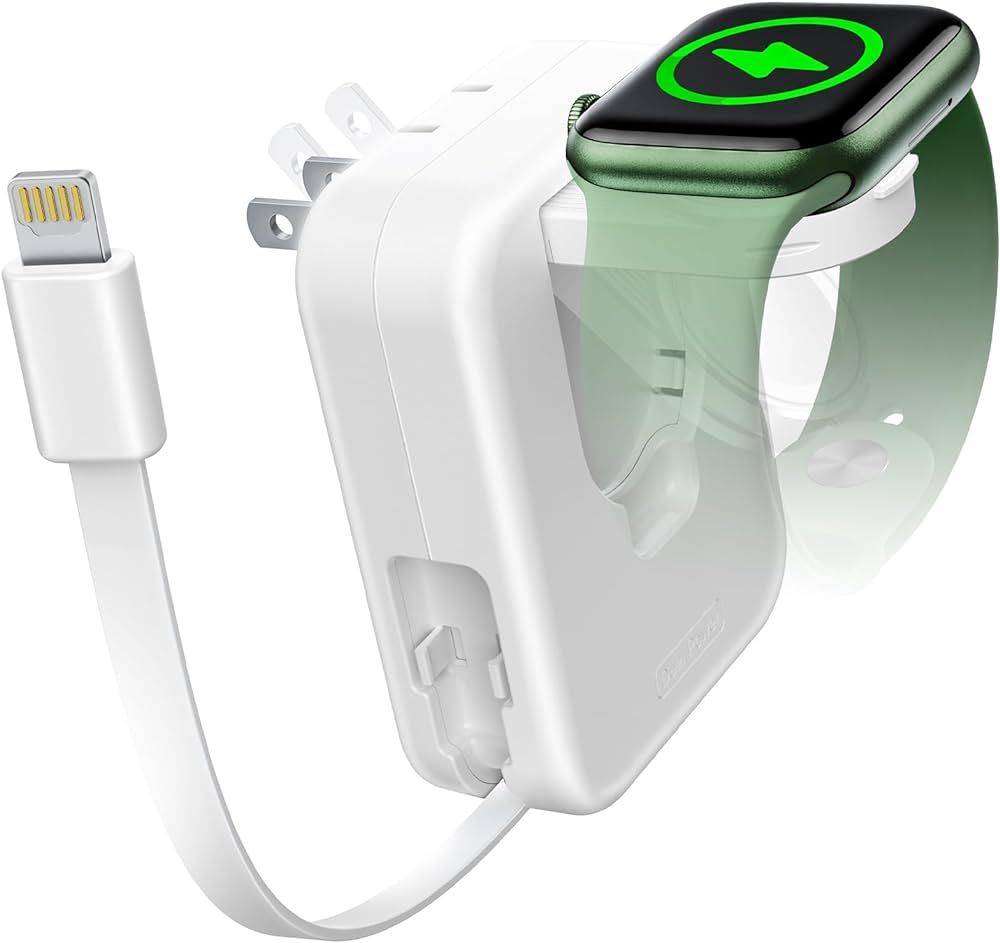 for Apple Watch Charger Block, 2 in 1 Wall Charger with Built-in Retrectable Charging Cable, Trav... | Amazon (US)