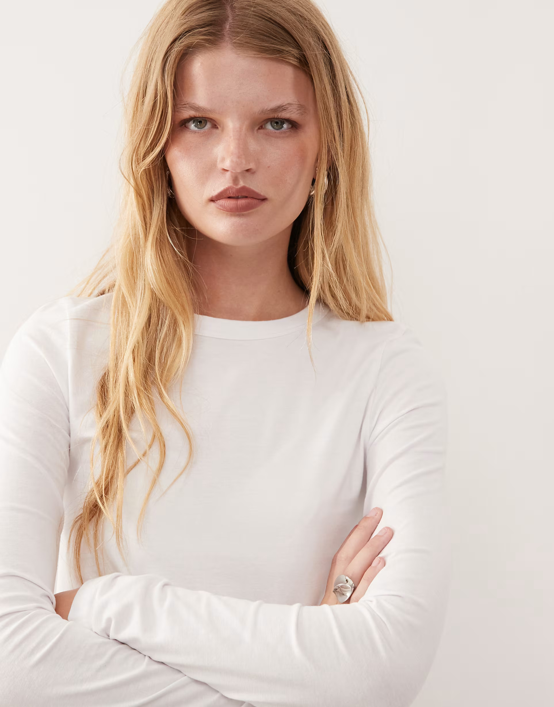 COLLUSION long sleeve fitted T-shirt in white | ASOS (Global)