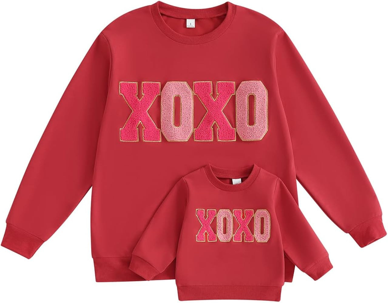 Family Matching Mommy and Me Valentine's Day Sweatshirt Long Sleeve Crewneck Embroidery Pullover ... | Amazon (US)