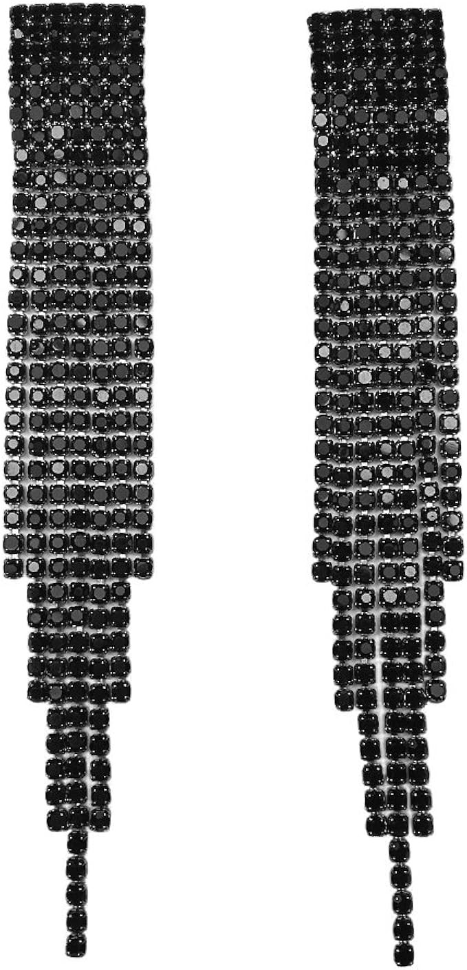 Extra Long Tassel Earrings Statement Earrings Art Deco Great Gatsby Roaring 20s Rhinestone Crysta... | Amazon (US)