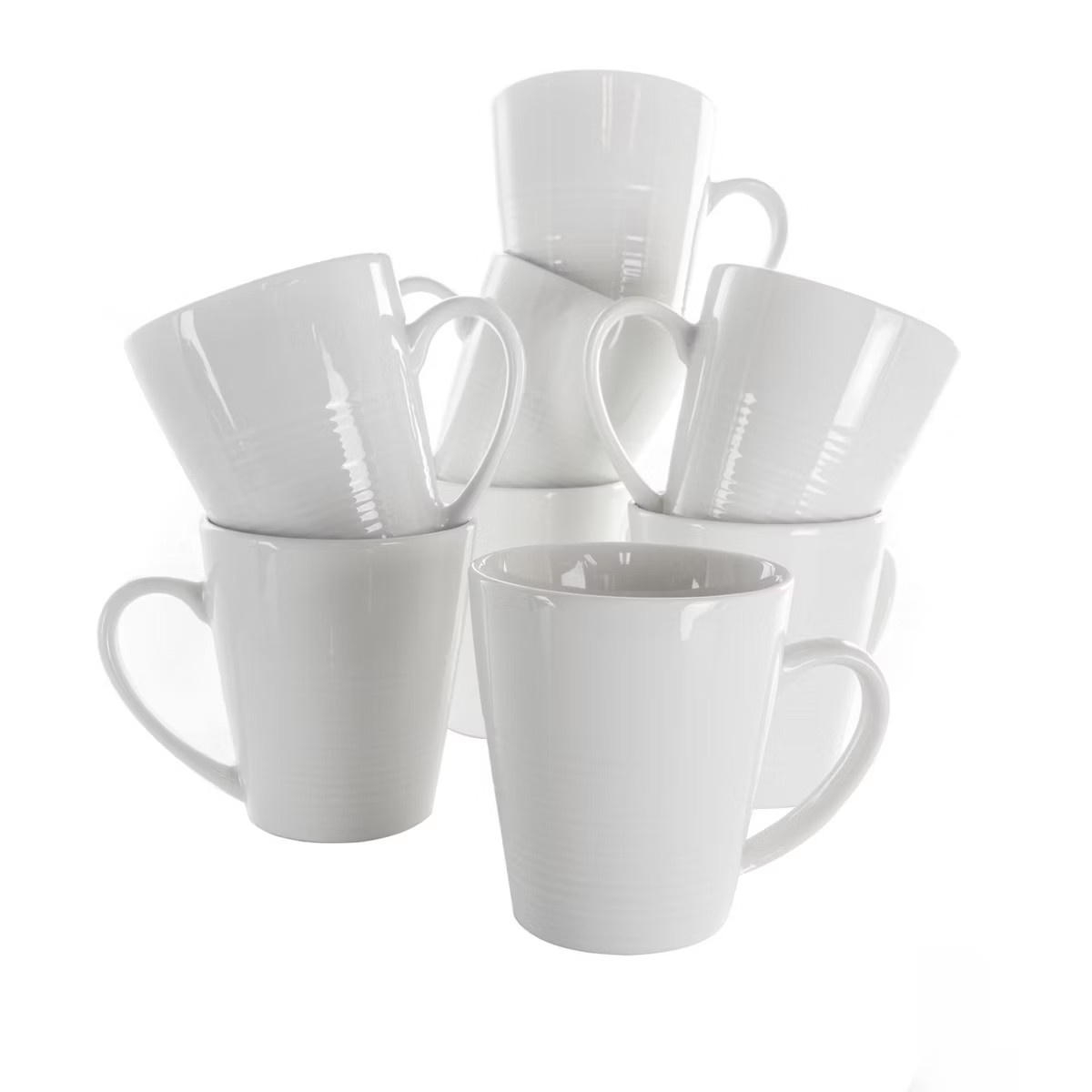 Elama Amie 8 Piece 12 Ounce Porcelain Mug Set in White | Target