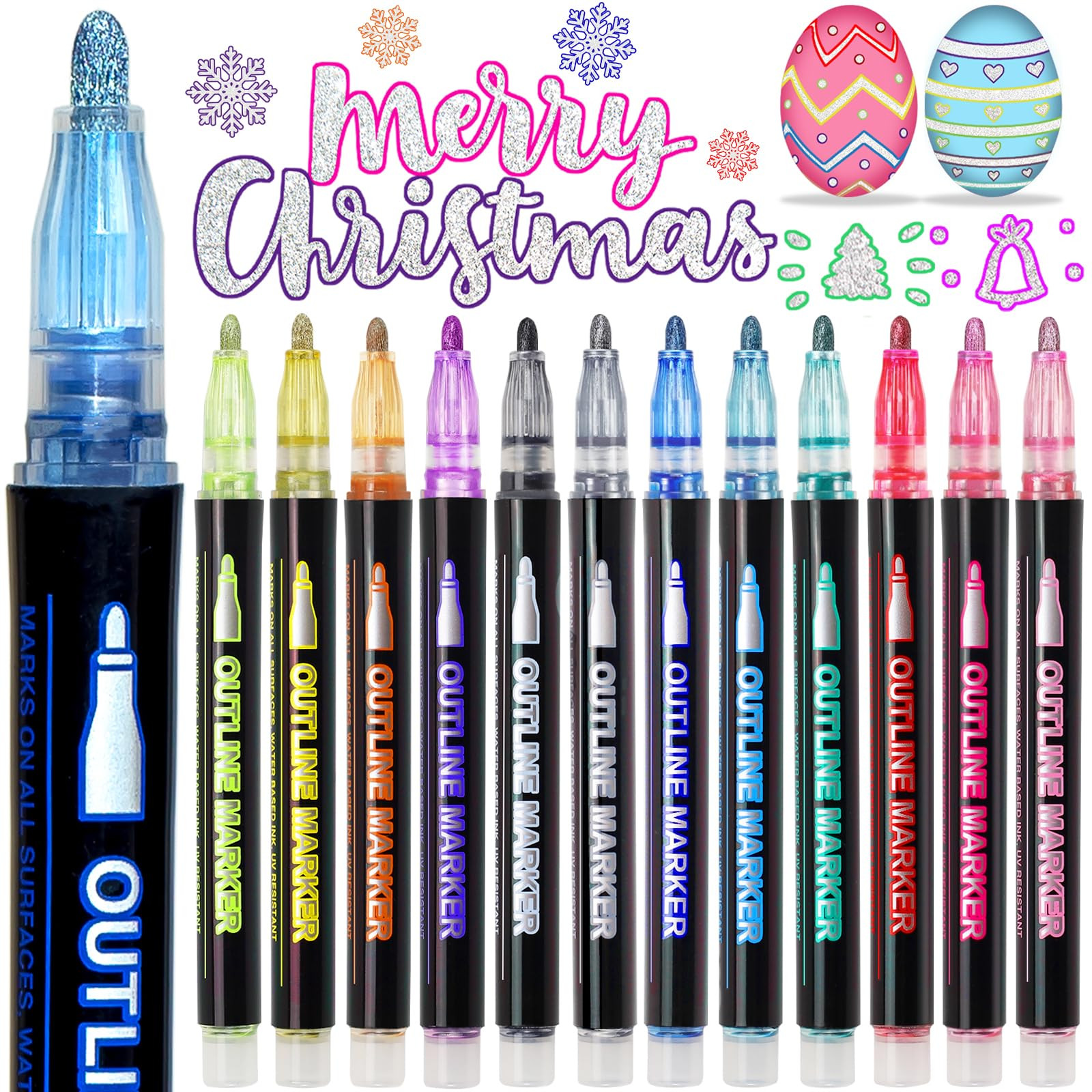 Glitter Markers Outline Pens Metallic,12 Christmas Gifts Stocking Stuffers Teen Girl Gifts Trendy... | Amazon (US)