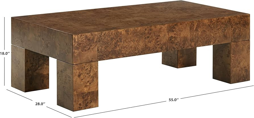 SAFAVIEH Couture Collection – Betharose Walnut Burl Wood Coffee Table, Modern Rectangular Livin... | Amazon (US)