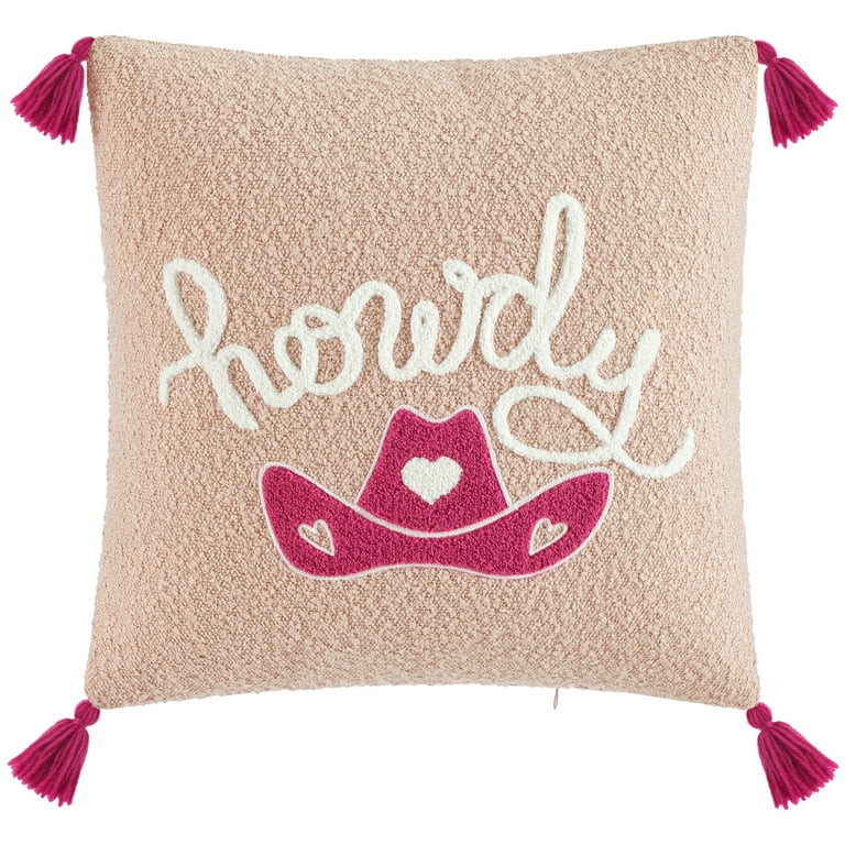 Mainstays 'Howdy' Pink Tasseled Decorative Pillow, 16.5" L x 16" W | Walmart (US)