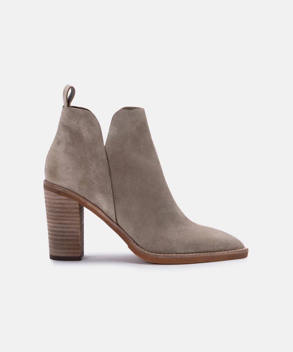 SHANON BOOTIES IN DK TAUPE SUEDE | DolceVita.com