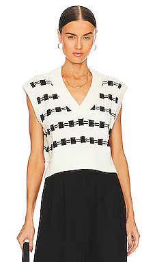 L'Academie Danelea Cropped Vest in Ivory & Black from Revolve.com | Revolve Clothing (Global)