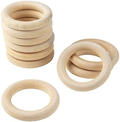 Wooden Rings for Crafts - 30-Count Unfinished Wood Rings, 3-Inch Solid Wooden Craft Rings, 3in La... | Amazon (US)