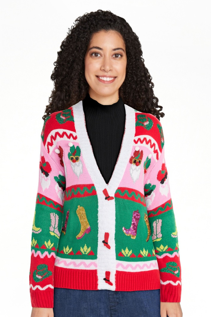 Cárdigan Navideño con Botones Delanteros Embellecidos para Mujer de Holiday Time, Tallas XS-XXX... | Walmart (US)