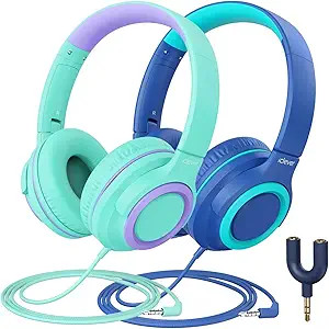 iClever 2Pack Kids Headphones with Sharing Splitter - 94dB Safe Volume Limited - HS22 Wired Headp... | Amazon (US)