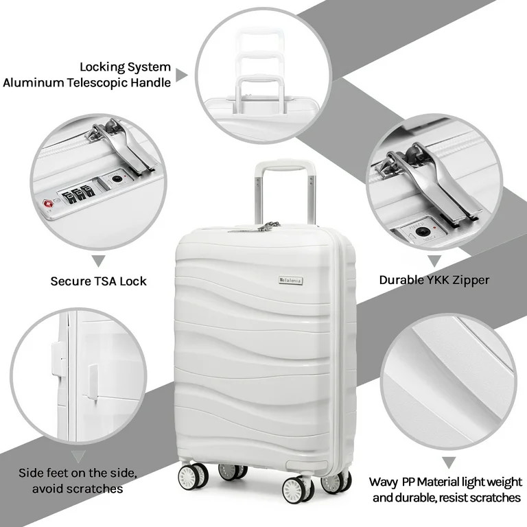 Melalenia - 5 Luggage Sets PP Hardside Spinner Luggage - （Expandable Carry-on Suitcase20"）（... | Walmart (US)