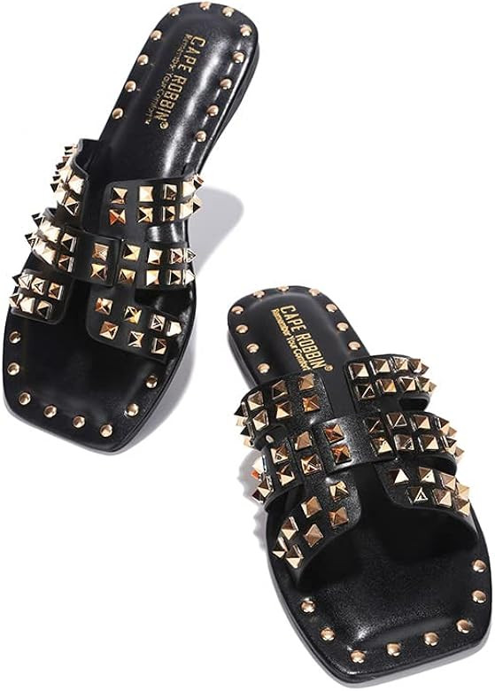 Cape Robbin Amisha Sandals Slides for Women, Studded Womens Mules Slip On Shoes | Amazon (US)