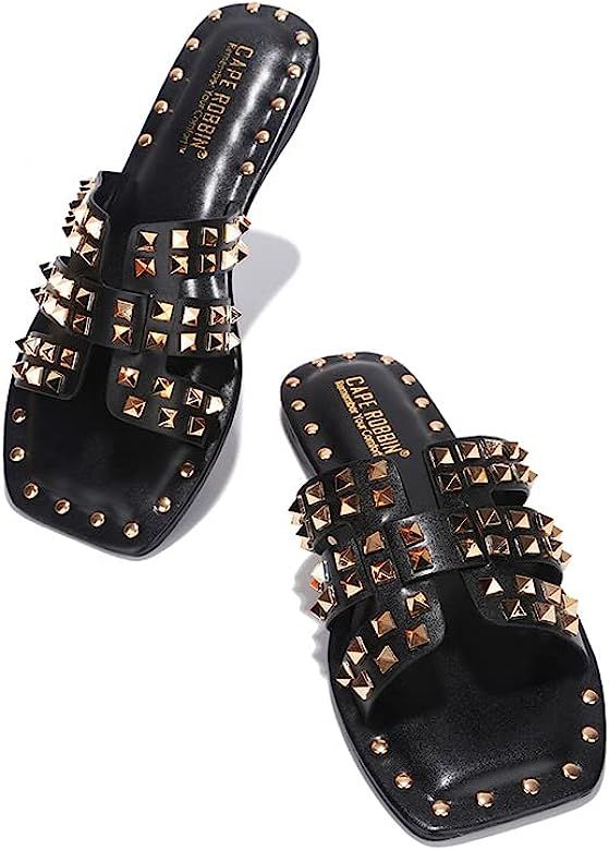 Cape Robbin Amisha Sandals Slides for Women, Studded Womens Mules Slip On Shoes | Amazon (US)