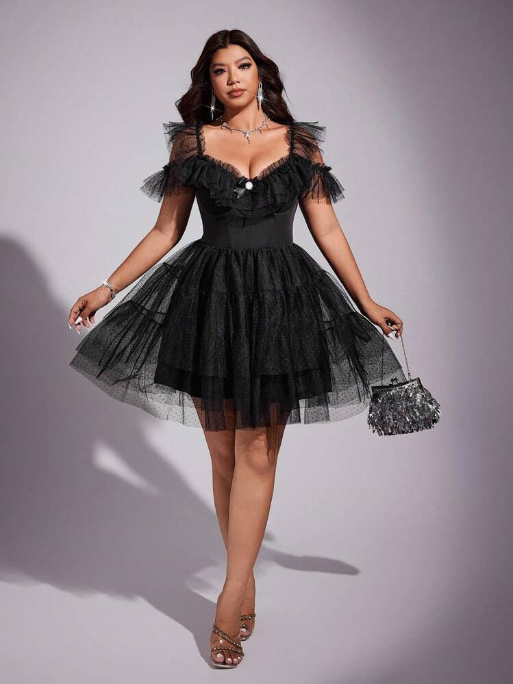 Viva Relle Plus Size Women's Bodycon Dress, Sexy Asymmetric Sheer Women's Dress, Party/Casual Wea... | SHEIN