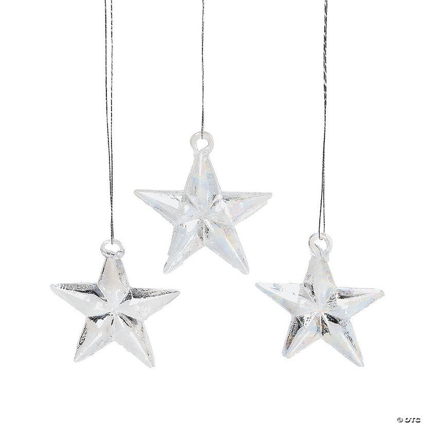 Opalized Star Glass Christmas Ornaments - 12 Pc. | Oriental Trading Company