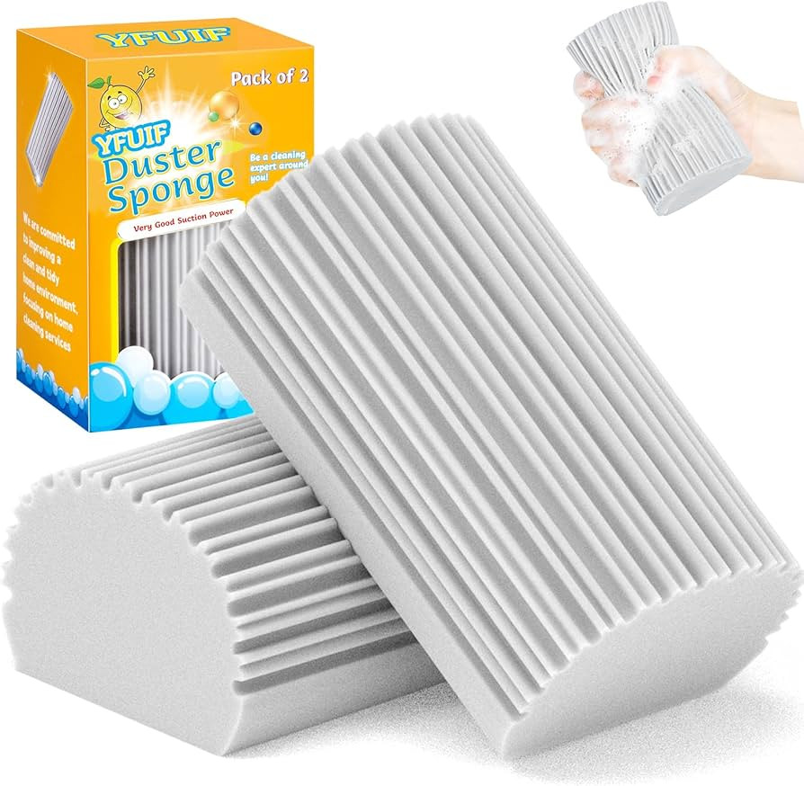 2-Pack Damp Clean Duster Sponge, Magic Sponge Eraser Baseboard Cleaner Tool, Dusters for Cleaning... | Amazon (US)