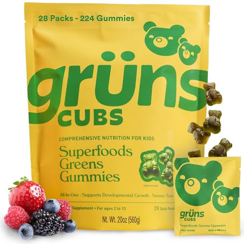 Gruns Kids Vitamins, Super Greens Gummies - Superfood Gummy Bears with Spirulina, Chlorella, 20+ Vitamins & Minerals, Prebiotics Fiber for Digestive Health, Adaptogens Supplement, 28 Day Supply | Amazon (US)