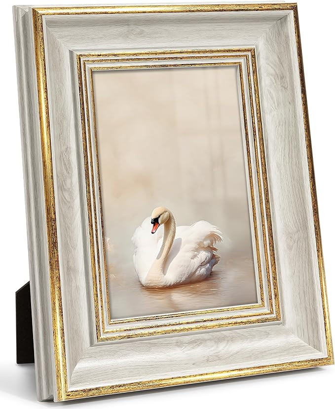 Afuly 4x6 Picture Frames Vintage Antique Photo Frame Gold White for Tabletop Single Display Wall ... | Amazon (US)